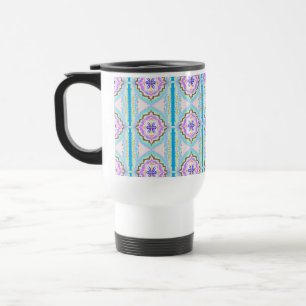 Pastel Dream Boho Geometric Kaleidoscope Travel Mug