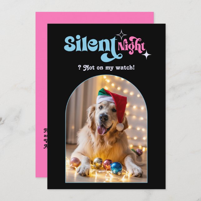 Pastel Dream Funny Retro Pet Dog Christmas Photo Holiday Card (Front/Back)