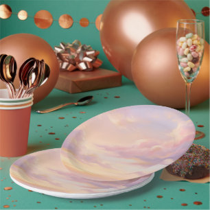 Pastel Dream: Renaissance-Style Modern Sky Study Paper Plate