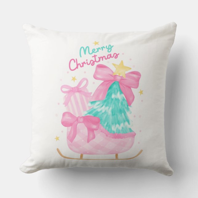 pastel dreams blue,pink and yellow sleight gift cushion (Front)