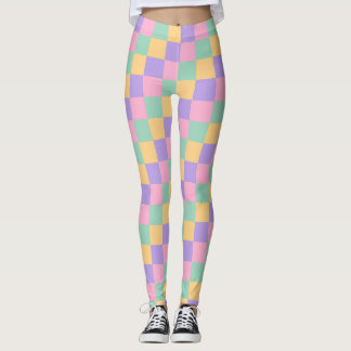 Pastel Dreams Chequerboard Pattern Leggings