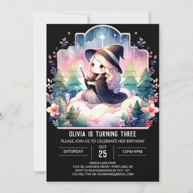 Pastel Dreamy Wizard Birthday Invitation (Front)