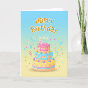 Pastel Drip Cake Birthday Card