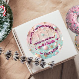 Pastel Drip Cookie and Dessert Packaging Stickers