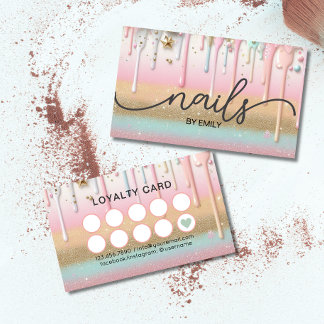 Pastel Drip  nail salon Manicurist  Loyalty Card