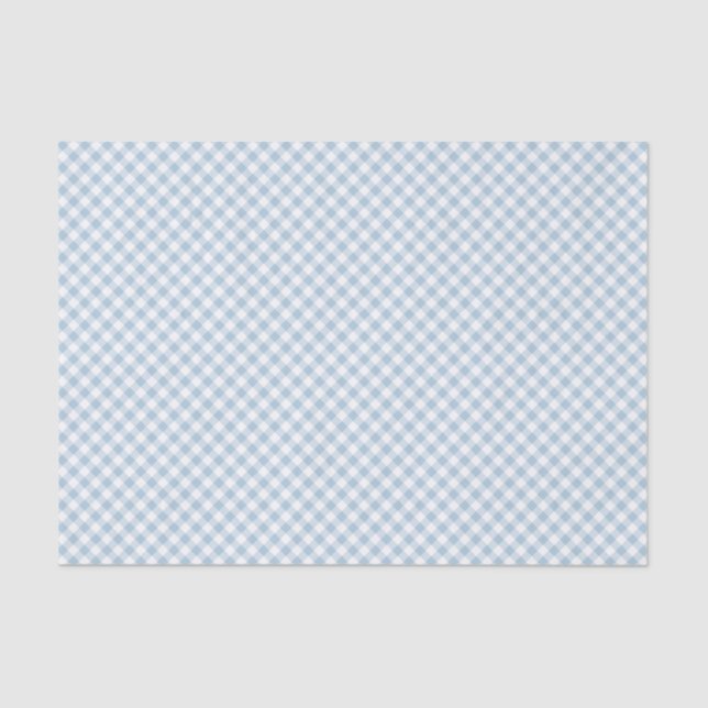 Pastel Dusty Blue Small Gingham Tissue Paper (Front)
