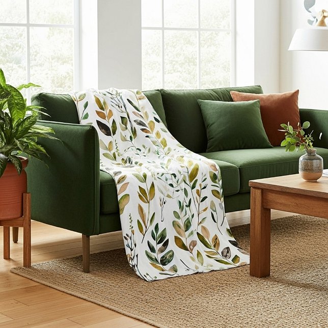 Pastel earth tone leaves fleece blanket (Creator Uploaded)