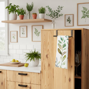Pastel earth tone leaves tea towel
