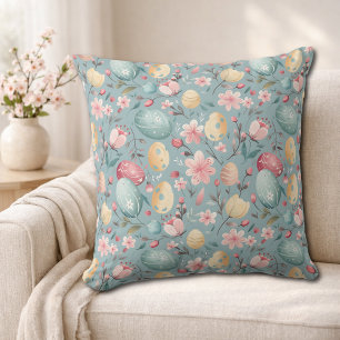 Pastel Easter Blooms Decorative Cushion