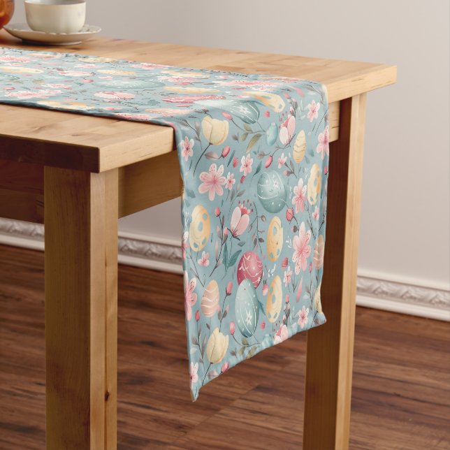 Pastel Easter Blooms Decorative Short Table Runner (In Situ)