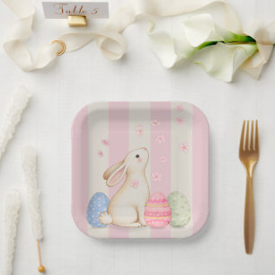 Pastel Easter Bunnies, Egg, and Chiks Paper Plates