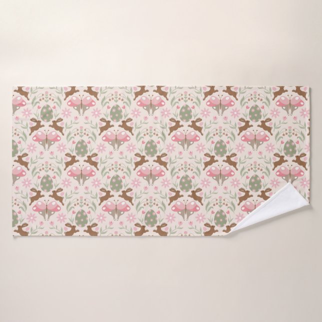 Pastel Easter Bunny and Flower Pattern  Bath Towel (Bath Towel)