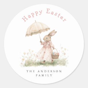 Pastel Easter Bunny Classic Round Sticker