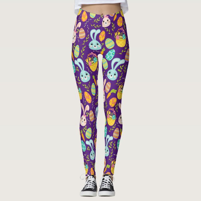 Pastel Easter Bunny Pattern Leggings (Front)