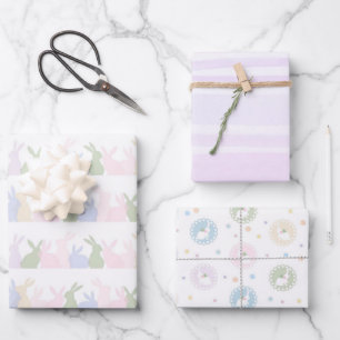 Pastel Easter Bunny Pattern Spring Wrapping Paper