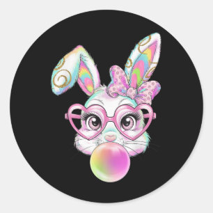 Pastel Easter Bunny Rabbit Sungles Bubble Gum Pink Classic Round Sticker