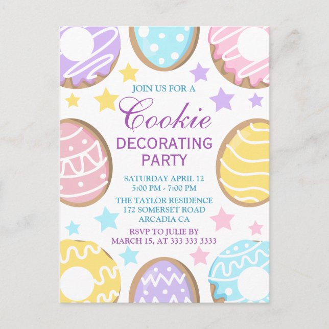 Pastel Easter Cookie Decorating Design Postcard (Front)