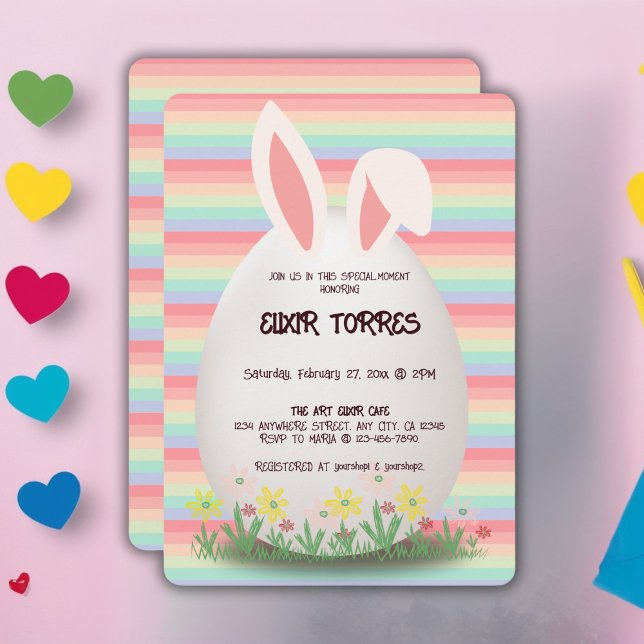Pastel Easter Egg Bunny Baby Shower Invitation (Creator Uploaded)