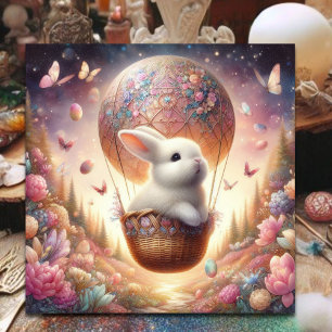Pastel Easter Egg Bunny Balloon Christian  Holiday Card