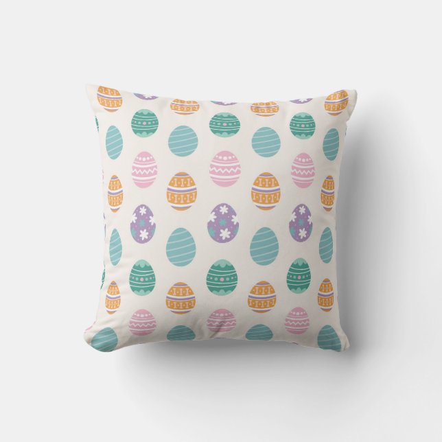 Pastel Easter Egg Pattern Cushion (Front)