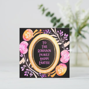 Pastel Easter Eggs & Botanical Frame Holiday Card