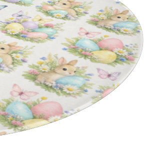 Pastel Easter Eggs & Bunnies Flowers & Butterflies Cutting Board