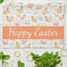 Pastel Easter Eggs & Carrots Watercolor Pattern 