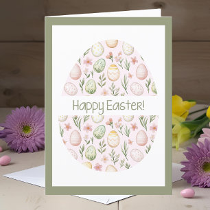 Pastel Easter Eggs Custom Happy Easter Holiday Card