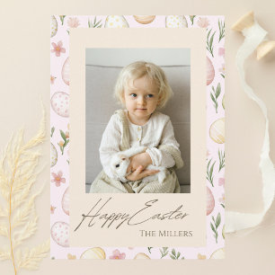 Pastel Easter Eggs Custom Photo  Holiday Card