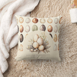 Pastel Easter Eggs Design in Cream & Brown Tones Cushion