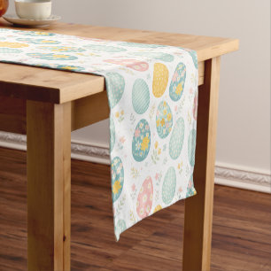 Pastel Easter Eggs Floral Pattern - Cute Spring  Short Table Runner