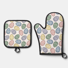 Pastel Easter Eggs Oven Mitt & Pot Holder Set