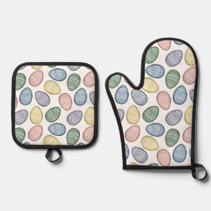 Pastel Easter Eggs Oven Mitt & Pot Holder Set