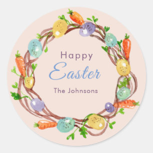Pastel Easter eggs pink  Classic Round Sticker