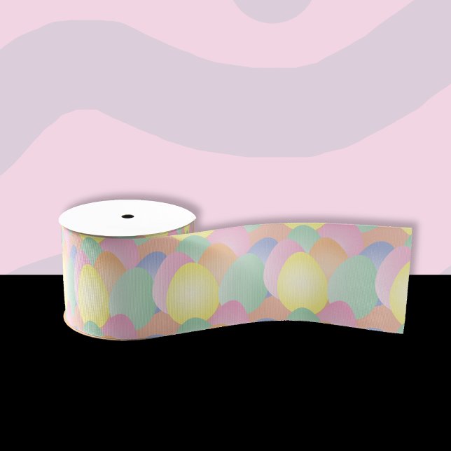 Pastel Easter eggs ribbon Grosgrain Ribbon (Pretty pastel Easter egg pattern ribbon .)