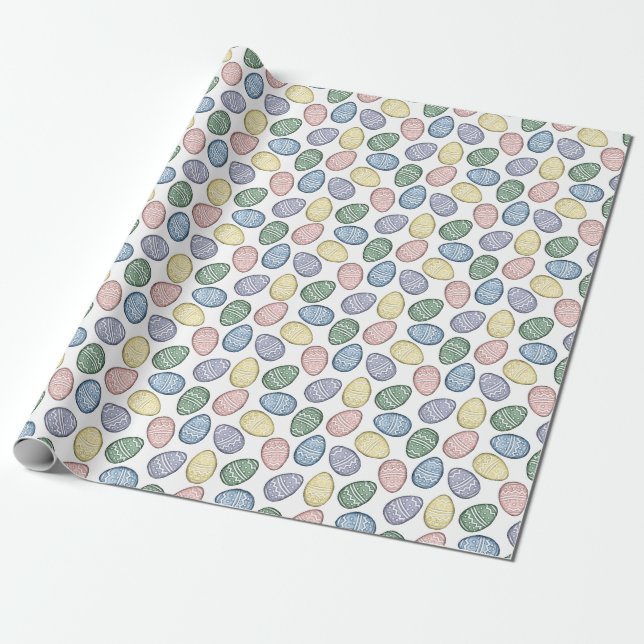 Pastel Easter Eggs Wrapping Paper (Unrolled)