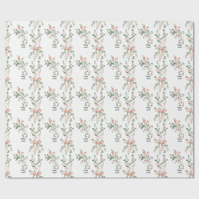 Pastel Easter Floral Pattern Wrapping Paper (Flat)