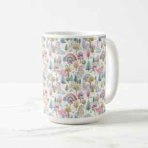 Pastel Easter Forest Pattern Coffee Mug