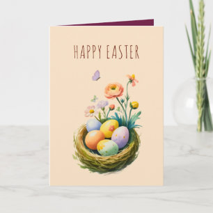 Pastel Easter Nest Floral Greeting Card