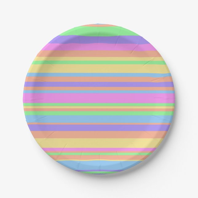 Pastel Easter Stripes Paper Plate (Front)