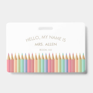 Pastel Educator Teacher ID Badge