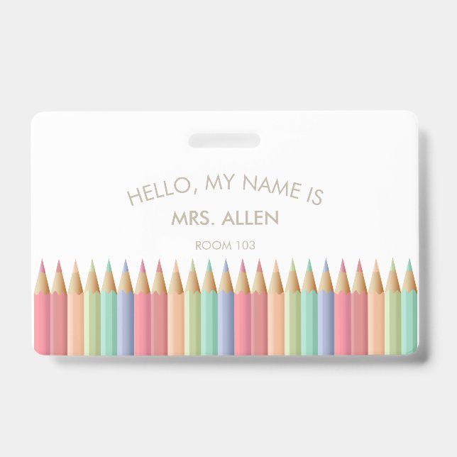 Pastel Educator Teacher ID Badge (Front)