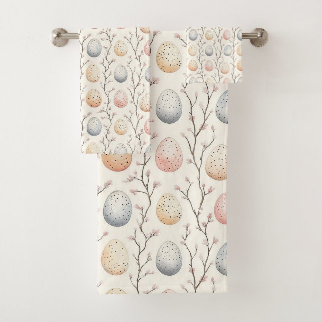 Pastel Egg Garden – Perfect Easter Decor  Bath Towel Set (Insitu)