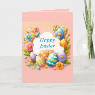 Pastel Eggs and Flowers Easter Card