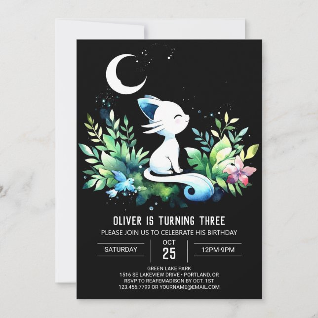 Pastel Elegant Cat Birthday Invitation (Front)