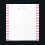 Pastel Elegant Classic Script Great Ideas Feminine Notepad<br><div class="desc">Personalised classic elegant girly pastel aesthetic notepad for her. With a saying "Great ideas of". Classic pink-coloured stripes pattern on a white,  trendy useful notepad.</div>