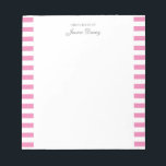 Pastel Elegant Classic Script Great Ideas Feminine Notepad<br><div class="desc">Personalised classic elegant girly pastel aesthetic notepad for her. With a saying "Great ideas of". Classic pink-coloured stripes pattern on a white,  trendy useful notepad.</div>