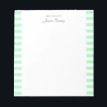 Pastel Elegant Classic Script Great Ideas Feminine Notepad<br><div class="desc">Personalised classic elegant girly pastel aesthetic notepad for her. With a saying "Great ideas of". Classic pastel mint green-coloured stripes pattern on a white,  trendy useful notepad.</div>