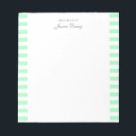 Pastel Elegant Classic Script Great Ideas Feminine Notepad<br><div class="desc">Personalised classic elegant girly pastel aesthetic notepad for her. With a saying "Great ideas of". Classic pastel mint green-coloured stripes pattern on a white,  trendy useful notepad.</div>