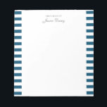 Pastel Elegant Classic Script Great Ideas Homme Notepad<br><div class="desc">Personalised classic elegant girly pastel aesthetic notepad for him or her. With a saying "Great ideas of". Classicnavy blue-coloured stripes pattern on a white,  trendy useful notepad.</div>